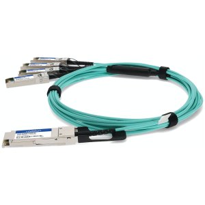 Arista Networks CAB-Q-S-AOC-5M to Fortinet FG-TRAN-QSFP-4SFP-5 Compatible TAA Compliant 40GBase-AOC QSFP+ to 4xSFP+ Active Optical Cable (850nm, MMF, 5m)