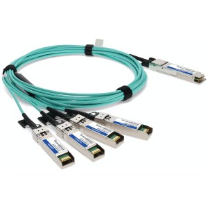 Arista Networks CAB-Q-S-AOC-5M to Fortinet FG-TRAN-QSFP-4SFP-5 Compatible TAA Compliant 40GBase-AOC QSFP+ to 4xSFP+ Active Optical Cable (850nm, MMF, 5m)