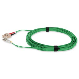 10m SC (Male) to LC (Male) Green OM4 Duplex Fiber OFNR (Riser-Rated) Patch Cable