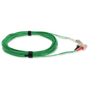 10m SC (Male) to LC (Male) Green OM4 Duplex Fiber OFNR (Riser-Rated) Patch Cable