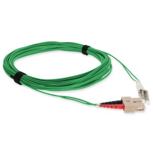 10m SC (Male) to LC (Male) Green OM4 Duplex Fiber OFNR (Riser-Rated) Patch Cable