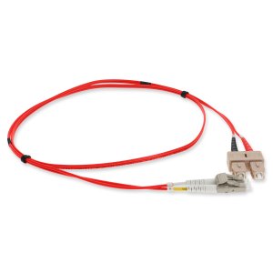 10m SC (male) to LC (male) Red OM4 Duplex Fiber Plenum-Rated TAA Compliant Patch Cable