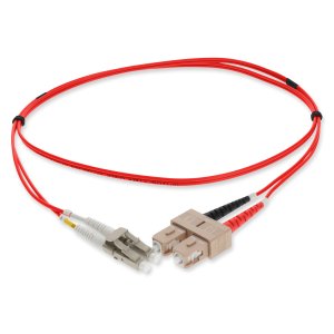 10m SC (male) to LC (male) Red OM4 Duplex Fiber Plenum-Rated TAA Compliant Patch Cable