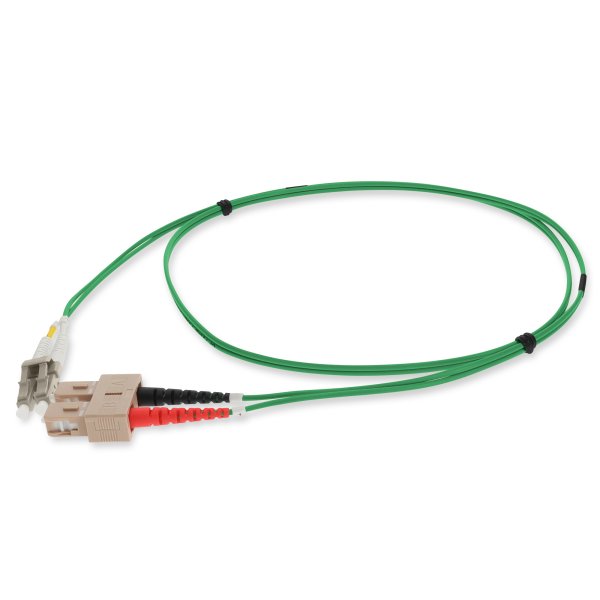 2m LC (Male) to SC (Male) Straight Green OM4 Duplex Plenum Fiber Patch Cable