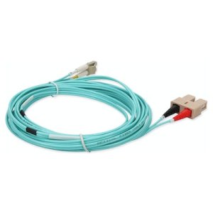 3m SC (Male) to LC (Male) Aqua OM4 Duplex Fiber OFNR (Riser-Rated) Miniboot Patch Cable with Serialized Labels