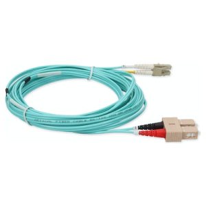 3m SC (Male) to LC (Male) Aqua OM4 Duplex Fiber OFNR (Riser-Rated) Miniboot Patch Cable with Serialized Labels