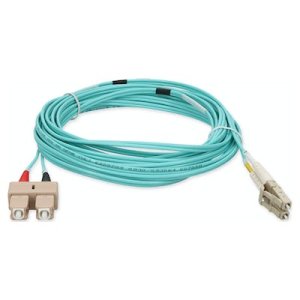 3m SC (Male) to LC (Male) Aqua OM4 Duplex Fiber OFNR (Riser-Rated) Miniboot Patch Cable with Serialized Labels