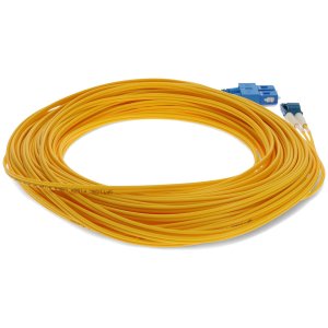 45m SC (Male) to LC (Male) Yellow OS2 Duplex Fiber OFNR (Riser-Rated) Miniboot Patch Cable with Serialized Labels