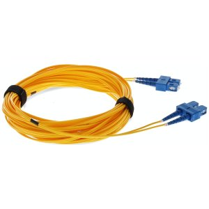 50-pack of 3m SC (Male) to SC (Male) Yellow OS2 Duplex Fiber OFNR (Riser-Rated) TAA Compliant Patch Cables