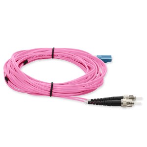 10m ST (Male) to LC (Male) Pink OS2 Duplex Fiber OFNR (Riser-Rated) TAA Compliant Patch Cable