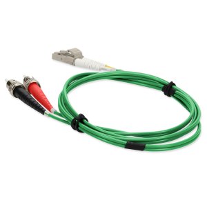 1m LC (Male) to ST (Male) Green OM4 Duplex Fiber OFNR (Riser-Rated) TAA Compliant Fiber Patch Cable