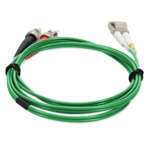 1m LC (Male) to ST (Male) Green OM4 Duplex Fiber OFNR (Riser-Rated) TAA Compliant Fiber Patch Cable