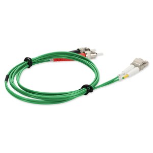 1m LC (Male) to ST (Male) Green OM4 Duplex Fiber OFNR (Riser-Rated) TAA Compliant Fiber Patch Cable