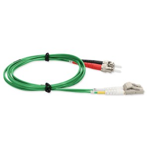 1m LC (Male) to ST (Male) Green OM4 Duplex Fiber OFNR (Riser-Rated) TAA Compliant Fiber Patch Cable