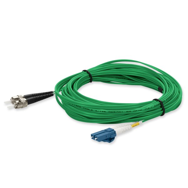 1m LC (Male) to ST (Male) Green OS2 Duplex Fiber OFNR (Riser-Rated) TAA Compliant Fiber Patch Cable