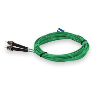 1m LC (Male) to ST (Male) Green OS2 Duplex Fiber OFNP (Plenum-Rated) TAA Compliant Fiber Patch Cable