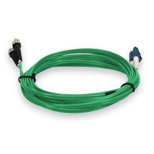 1m LC (Male) to ST (Male) Green OS2 Duplex Fiber OFNP (Plenum-Rated) TAA Compliant Fiber Patch Cable