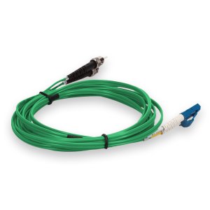 1m LC (Male) to ST (Male) Green OS2 Duplex Fiber OFNP (Plenum-Rated) TAA Compliant Fiber Patch Cable