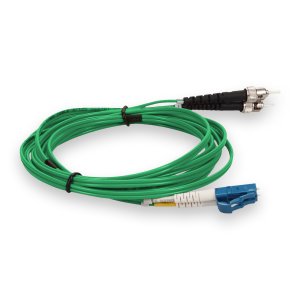 1m LC (Male) to ST (Male) Green OS2 Duplex Fiber OFNP (Plenum-Rated) TAA Compliant Fiber Patch Cable