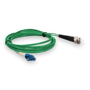 1m LC (Male) to ST (Male) Green OS2 Duplex Fiber OFNP (Plenum-Rated) TAA Compliant Fiber Patch Cable