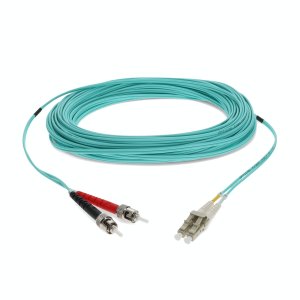 20m ST (Male) to LC (Male) Aqua OM4 Duplex Fiber TAA Compliant OFNR (Riser-Rated) Patch Cable