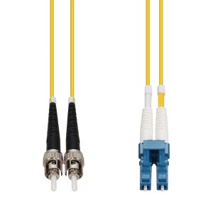 AddOn Networks ST to LC Yellow OS2 Duplex OFNP (Plenum-Rated) SMF Fiber Patch Cable