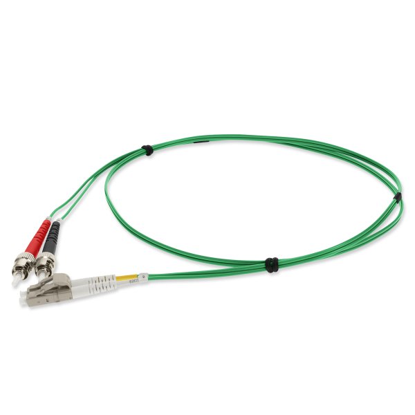 2m ST (Male) to LC (Male) Green OM1 Duplex Fiber OFNR (Riser-Rated) Patch Cable