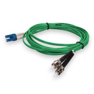 2m LC (Male) to ST (Male) Green OS2 Duplex Fiber OFNP (Plenum-Rated) TAA Compliant Fiber Patch Cable