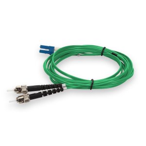 2m LC (Male) to ST (Male) Green OS2 Duplex Fiber OFNP (Plenum-Rated) TAA Compliant Fiber Patch Cable