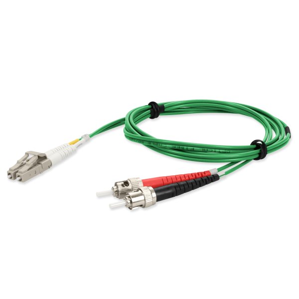 3m LC (Male) to ST (Male) Green OM4 Duplex Fiber OFNR (Riser-Rated) TAA Compliant Fiber Patch Cable