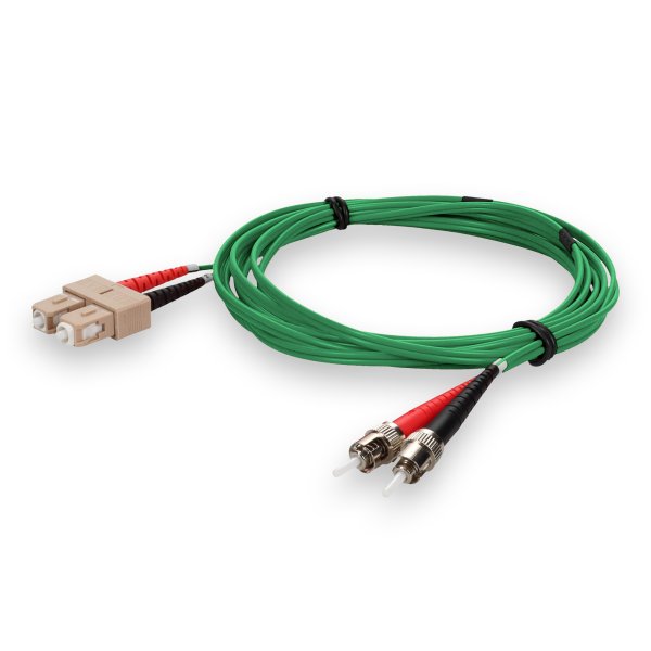 3m ST (Male) to SC (Male) Green OM1 Duplex Fiber OFNR (Riser-Rated) TAA Compliant Patch Cable