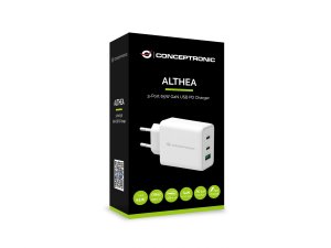 Conceptronic ALTHEA 3-Port 65W GaN USB PD Charger, QC 3.0