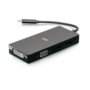 C2G USB-C Multiport Adapter, 4-in-1 Video Adapter with HDMI, DisplayPort, DVI, & VGA - 4K 60Hz