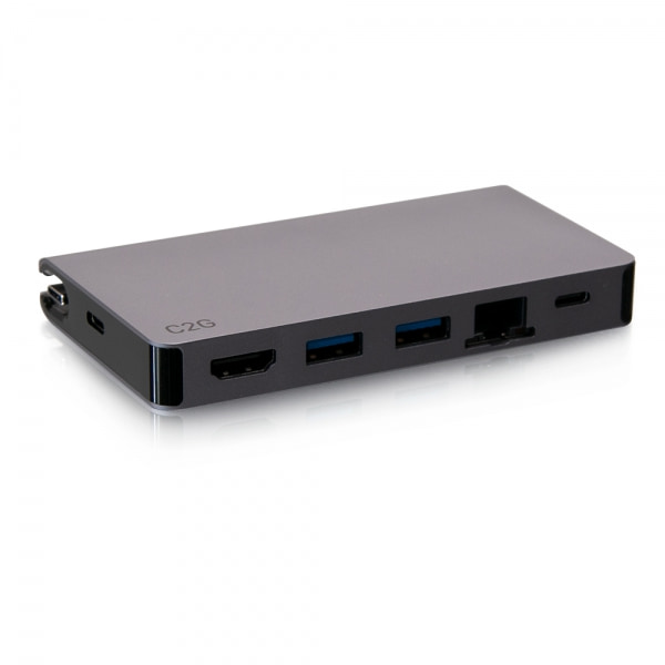 C2G USB-C 5-in-1 Compact Dock with HDMI, 2x USB-A, Ethernet, and USB-C Power Delivery up to 100W - 4K 30Hz