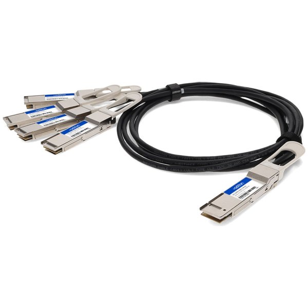 Dell DAC-Q56DD-4Q56-2-5M Compatible TAA Compliant 400GBase-CU QSFP-DD 400G to 4xQSFP56 100G PAM-4 Direct Attach Cable (Passive Twinax, 2.5m)