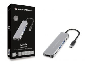 Conceptronic DONN02G laptop dock/port replicator USB 3.2 Gen 1 (3.1 Gen 1) Type-C Aluminium