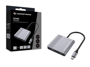 Conceptronic DONN13G laptop dock/port replicator Wired USB 3.2 Gen 1 (3.1 Gen 1) Type-C Grey