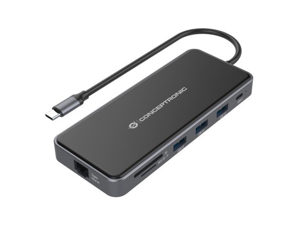 Conceptronic DONN15G laptop dock/port replicator Wired USB 3.2 Gen 1 (3.1 Gen 1) Type-C Grey