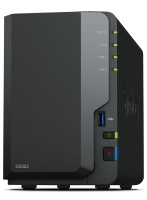 Synology DS223 NAS Desktop Realtek RTD1619B 2 GB DDR4 12 TB HDD DiskStation Manager Black