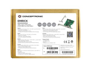 Conceptronic EMRICK USB 3.2 Gen 2 PCIe Card, 1-Port USB-C & 1-Port USB-A