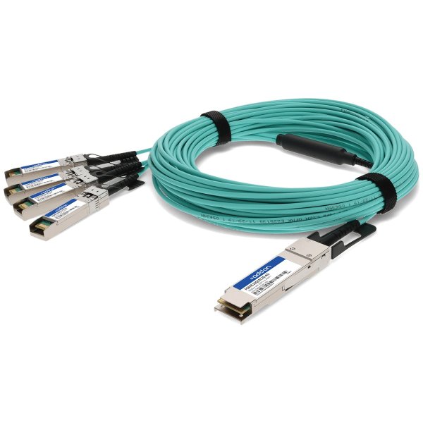 AddOn Networks FCBN510QE2C20-AO InfiniBand/fibre optic cable 20 m QSFP+ 4xSFP+ Aqua colour, Silver