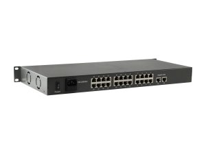 LevelOne 26-Port Fast Ethernet PoE Switch, 24 PoE Outputs, 2 x Gigabit RJ45, 150W