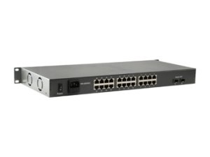 LevelOne 26-Port Fast Ethernet PoE Switch, 24 PoE Outputs, 2 x Gigabit SFP, 380W