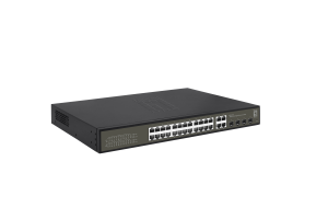 LevelOne Hilbert 28-Port Gigabit PoE Smart Lite Switch, 24 PoE Outputs, 4 x Gigabit SFP/RJ45 Combo, 802.3at/af PoE, 380W PoE Power Budget