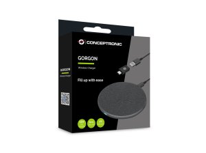 Conceptronic GORGON03G mobile device charger Headset, Smartphone Grey USB Wireless charging Fast charging Indoor