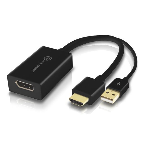 HDMI Male to DisplayPort Female Adapter with USB Cable for Power - BLACK