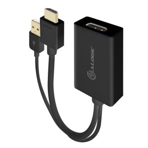 HDMI Male to DisplayPort Female Adapter with USB Cable for Power - BLACK