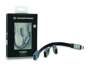 Conceptronic HUBBIES USB 3.1 Type-C to 1-Port USB 3.0 + 2-Port USB 2.0 Cable Hub, grey