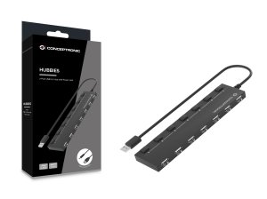 Conceptronic HUBBIES08B 7-Port USB 2.0 Hub, USB-A to 7 x USB-A, 480Mbps, USB Powered, 90cm Cable