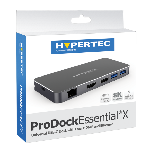 Hypertec ProDock Essential X - Universal USB-C Dock with Dual HDMI and Ethernet